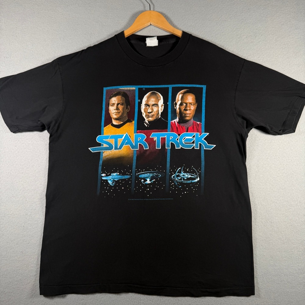 Vintage 1994 Star Trek Kirk Picard Sisko T-Shirt Winterland XL Single Stitch USA